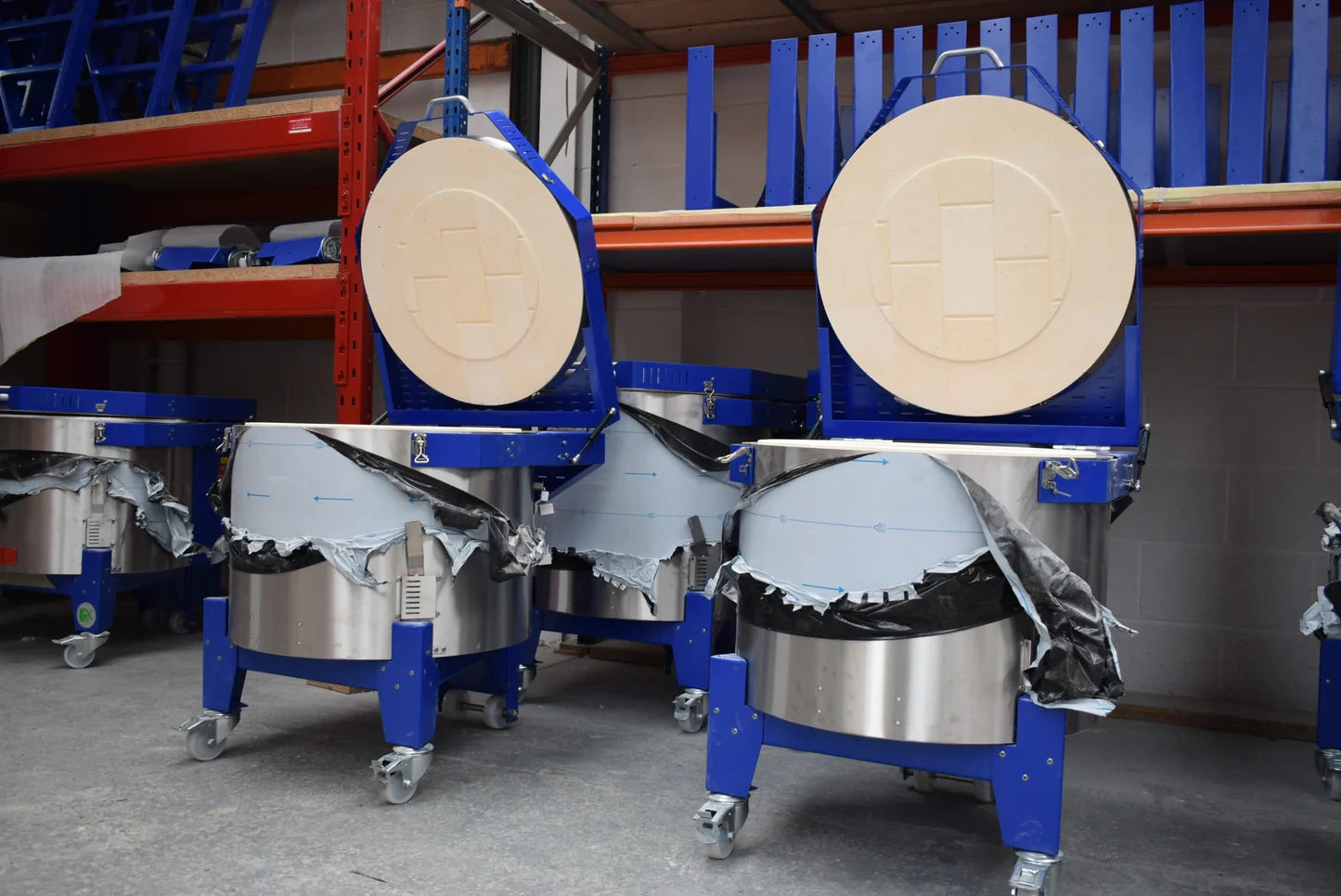 Two ikon V61GXR plug in kilns lined up in factory
